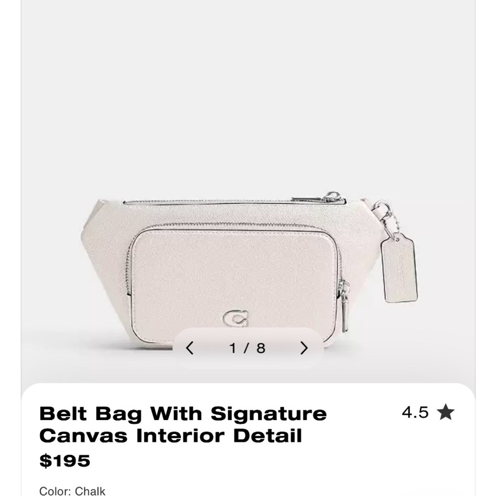 Coach Chalk Belt Bag with Signature Canvas Interior